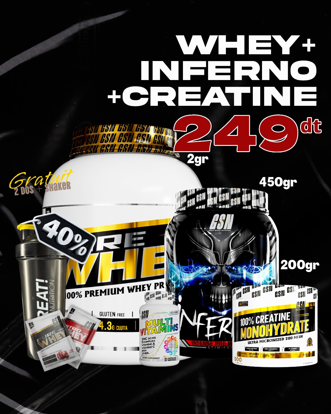PACK WHEY 2KG+ PREWORK +CREA 200GR